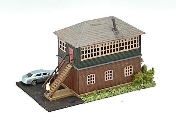 N Scale Custom Weathered  Trackside 2-Story Building/ Signal Box Diorama