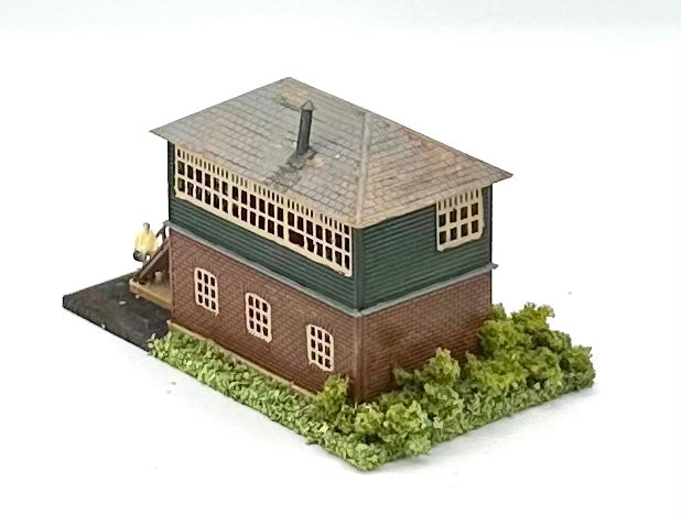 N Scale Custom Weathered  Trackside 2-Story Building/ Signal Box Diorama