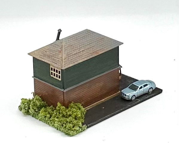 N Scale Custom Weathered  Trackside 2-Story Building/ Signal Box Diorama