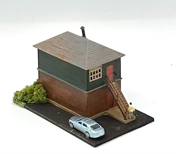 N Scale Custom Weathered  Trackside 2-Story Building/ Signal Box Diorama