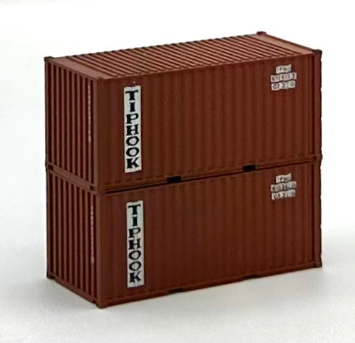 Deluxe N Scale TIPHOOK 20' High Cube Corrugated Containers 2 pc.