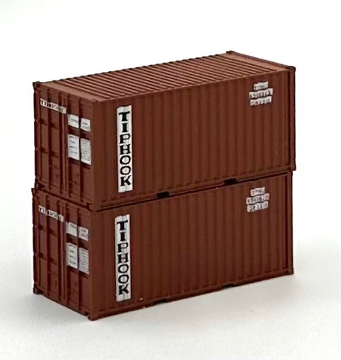 Deluxe N Scale TIPHOOK 20' High Cube Corrugated Containers 2 pc.