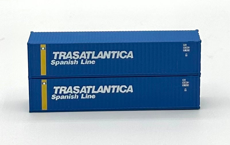 Deluxe N Scale Trasatlantica Spanish lines  40' High Cube Ribbed Containers 2 pc.