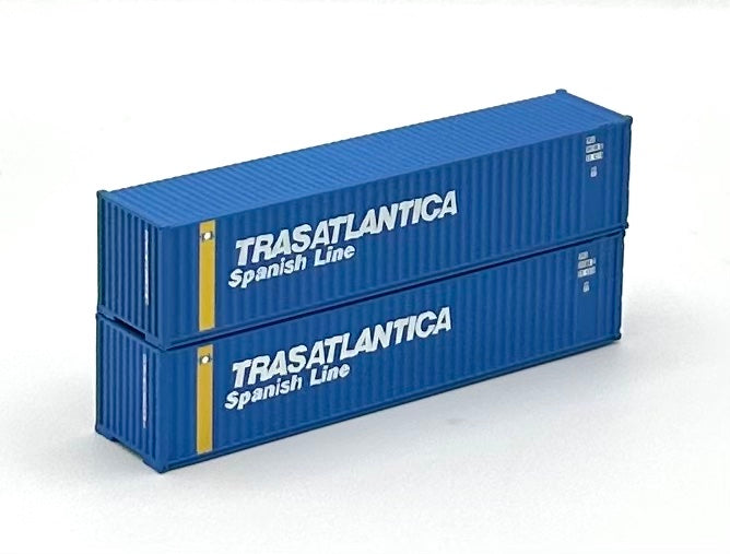 Deluxe N Scale Trasatlantica Spanish lines  40' High Cube Ribbed Containers 2 pc.