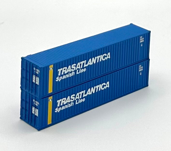 Deluxe N Scale Trasatlantica Spanish lines  40' High Cube Ribbed Containers 2 pc.