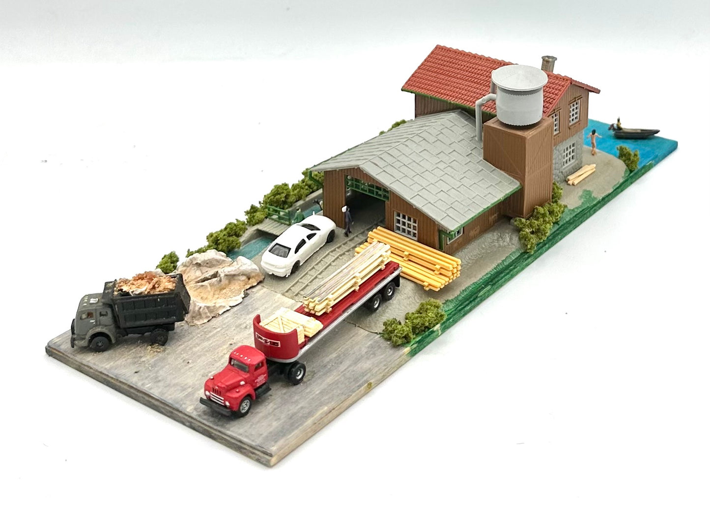 ModelPower N Scale Custom 2 Story Riverside Lumber Mill Diorama