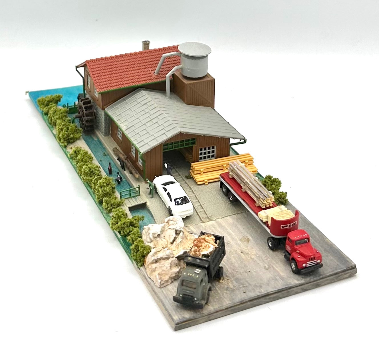 ModelPower N Scale Custom 2 Story Riverside Lumber Mill Diorama