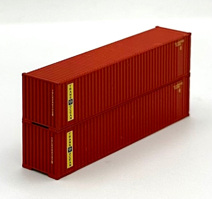 Deluxe N Scale TRANS OCEAN 40' High Cube Ribbed Containers 2 pc.