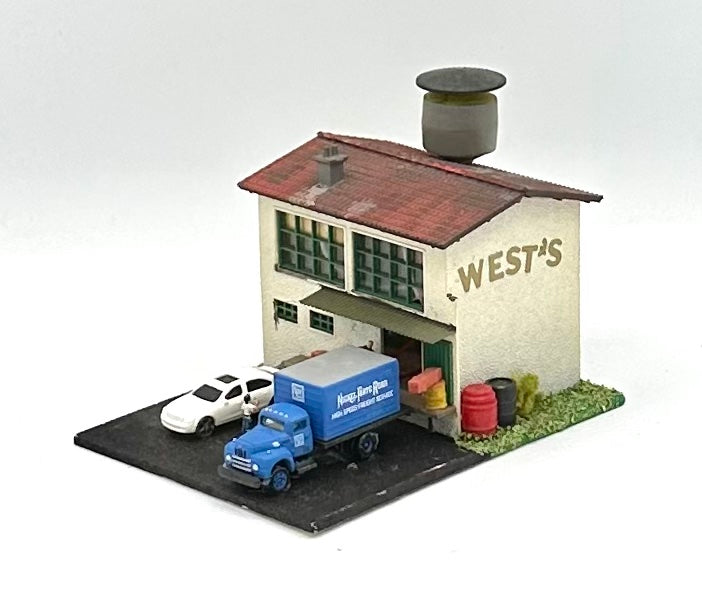 N Scale Weathered Custom  Built 2-Story Industrial Building Lighted Diorama