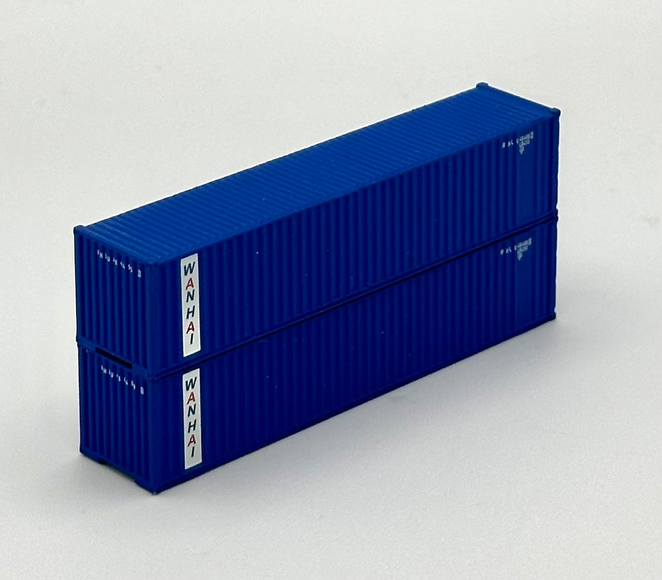 Deluxe N Scale Wanhai 40' High Cube Ribbed Containers 2 pc.