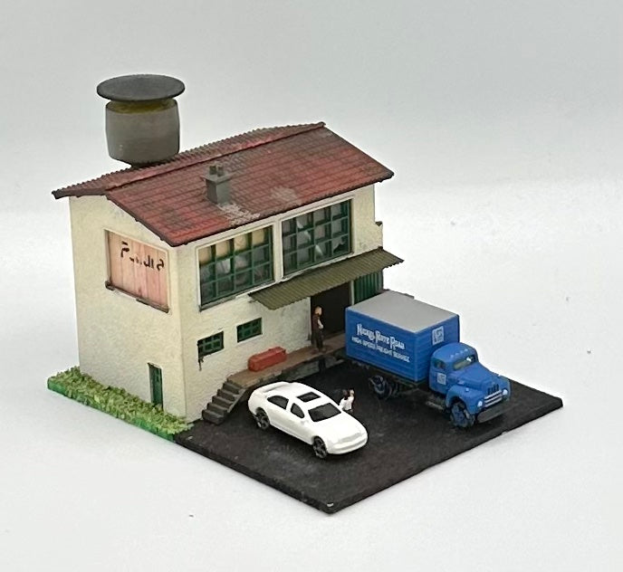 N Scale Weathered Custom  Built 2-Story Industrial Building Lighted Diorama