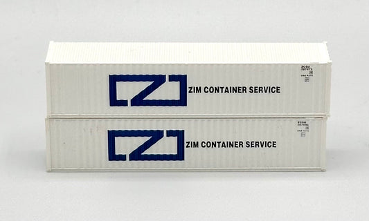 Deluxe N Scale ZIM Container Service 40' High Cube Ribbed Containers 2 pc.