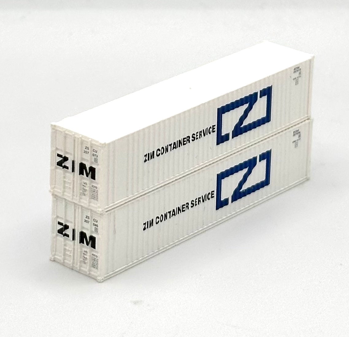 Deluxe N Scale ZIM Container Service 40' High Cube Ribbed Containers 2 pc.